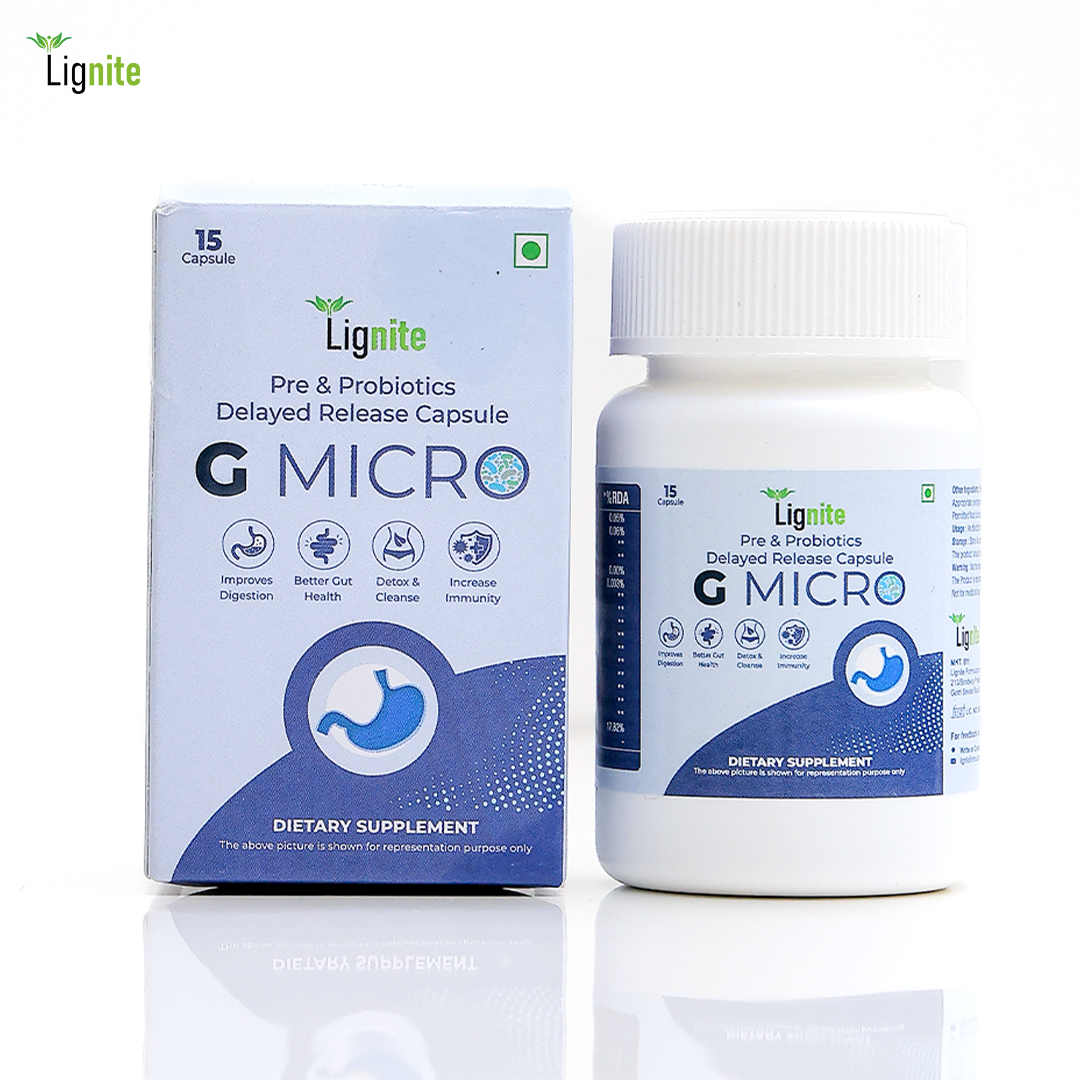 Pre and Probiotic Capsules | Gut Health Supplement | Lignite G-Micro