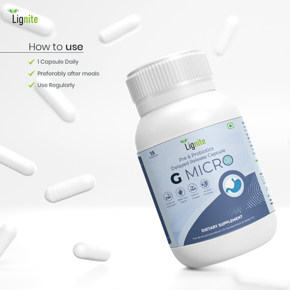 Pre and Probiotic Capsules | Gut Health Supplement | Lignite G-Micro