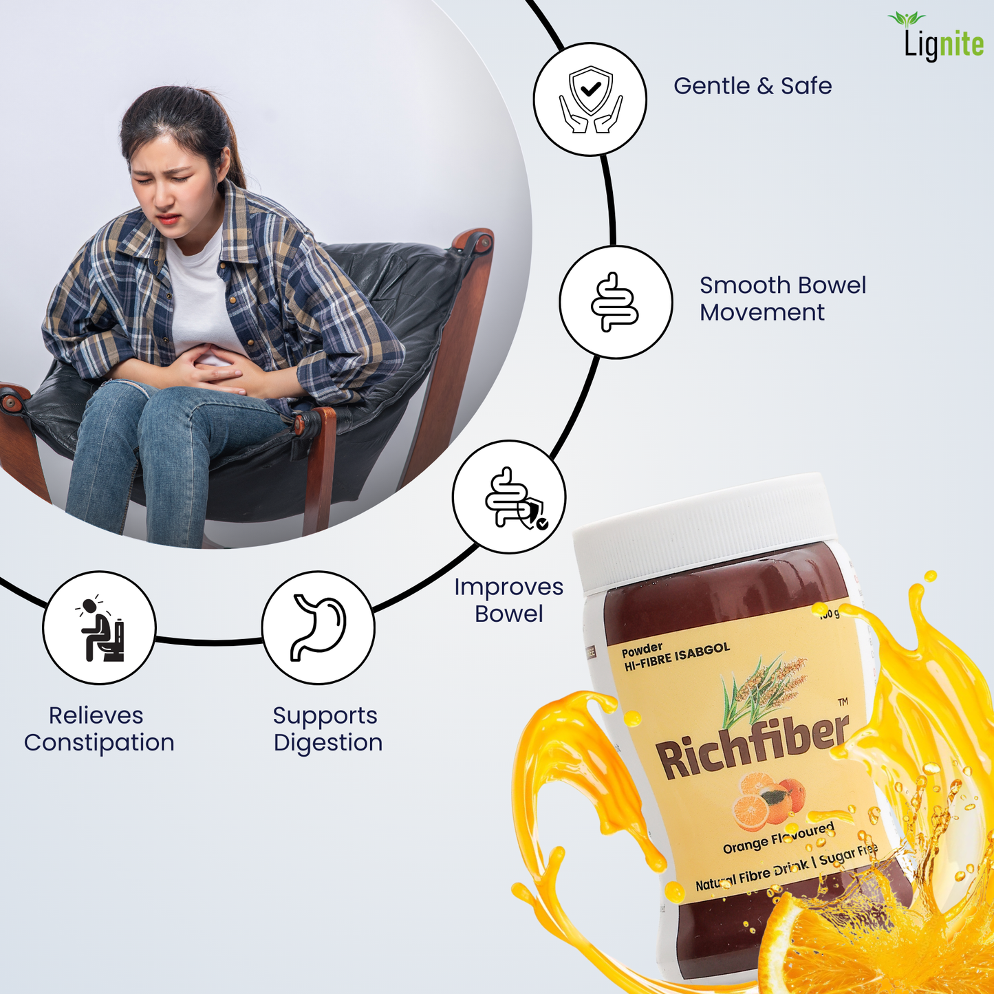 Isabgol Orange Flavour | Psyllium Husk for Digestive & Bowel Support